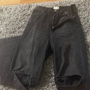 Abrand Women's High Rise Black Distressed Jeans